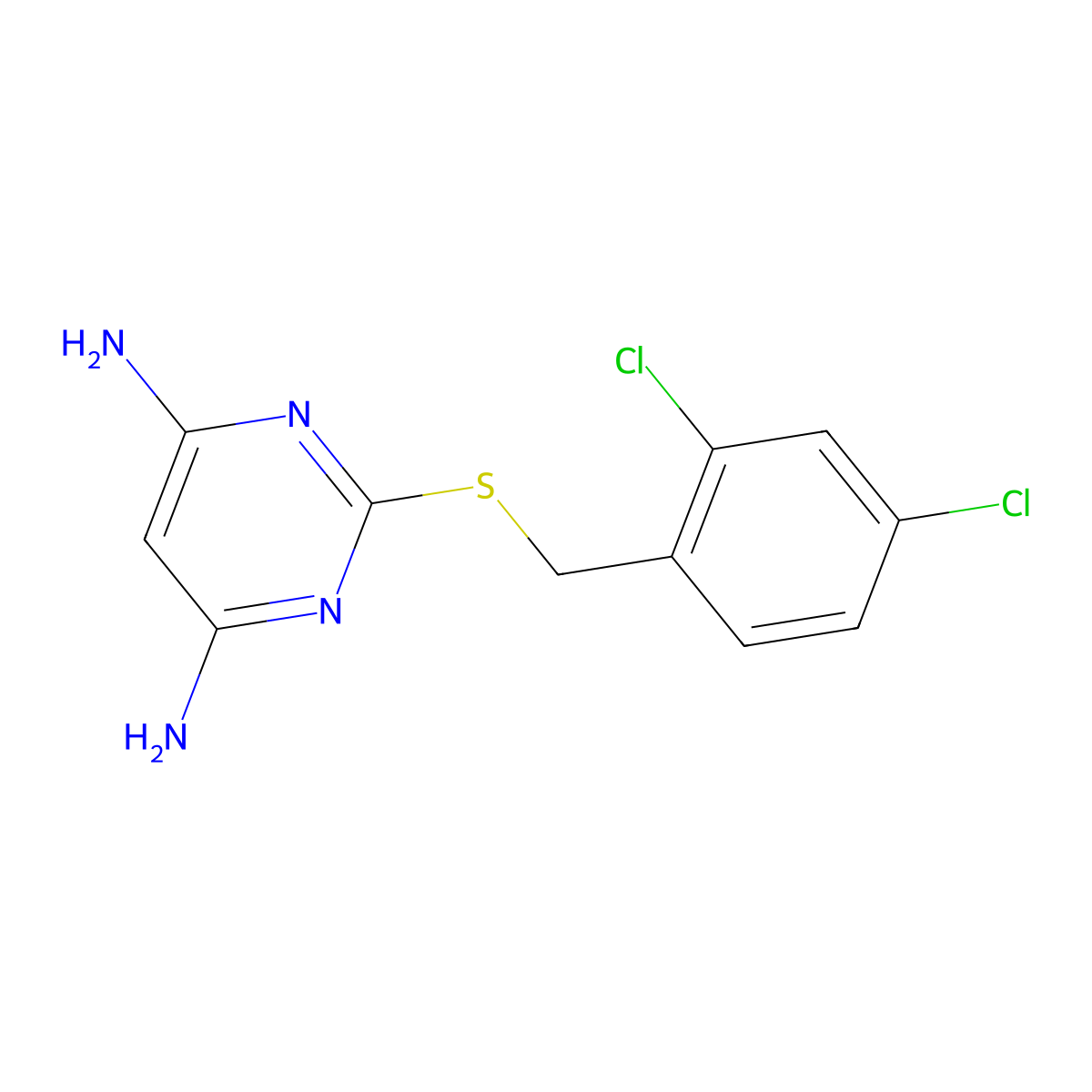 2-{[(2,4-Dichlorophenyl)methyl]sulfanyl}pyrimidine-4,6-diamine molecular structure, CAS 401582-95-4