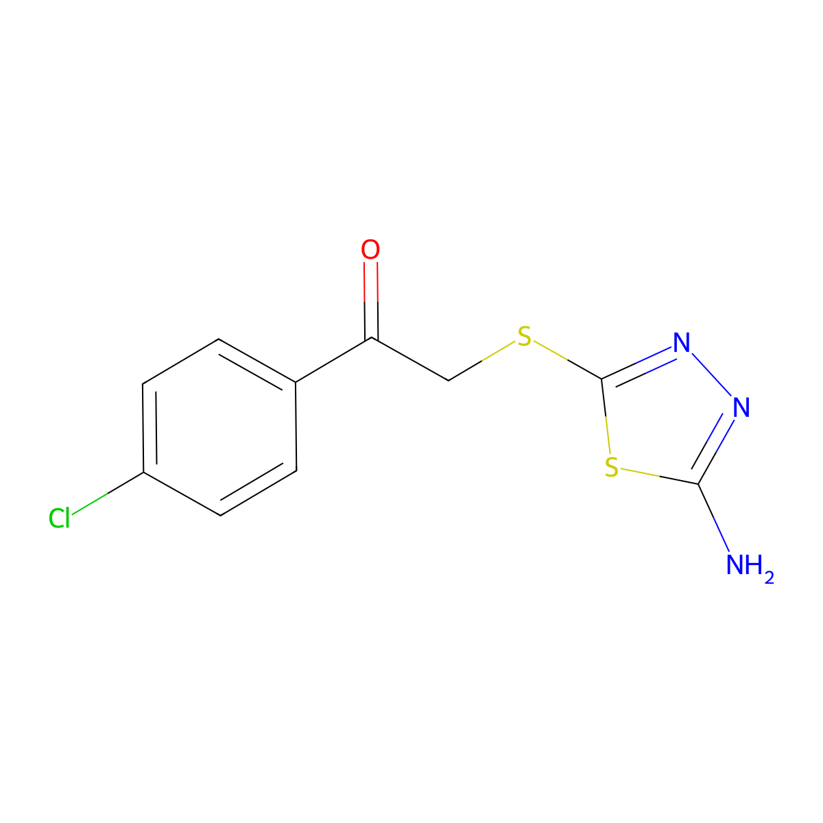 2-[(5-Amino-1,3,4-thiadiazol-2-yl)sulfanyl]-1-(4-chlorophenyl)ethanone molecular structure, CAS 401583-36-6