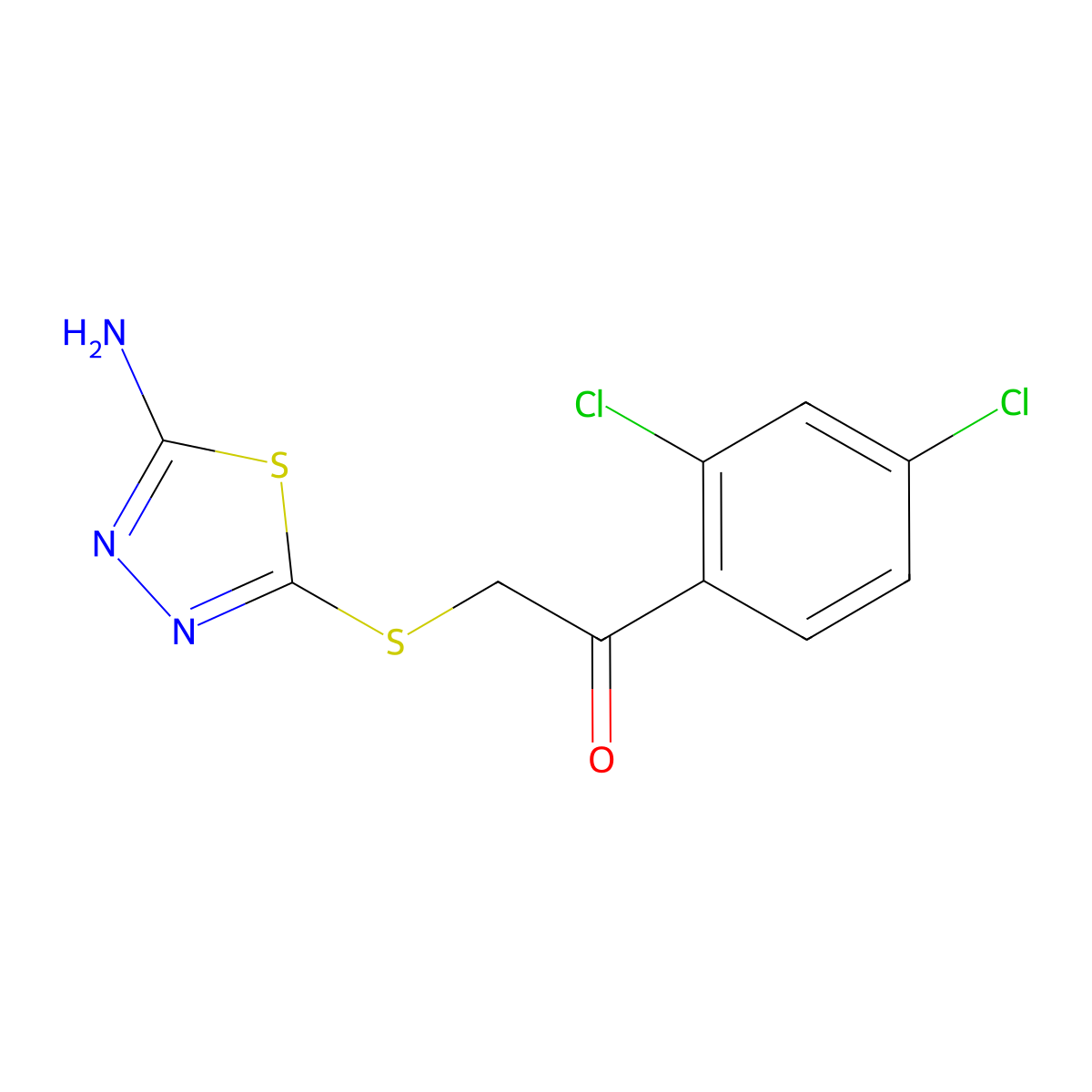 2-[(5-Amino-1,3,4-thiadiazol-2-yl)sulfanyl]-1-(2,4-dichlorophenyl)ethanone molecular structure, CAS 401583-42-4