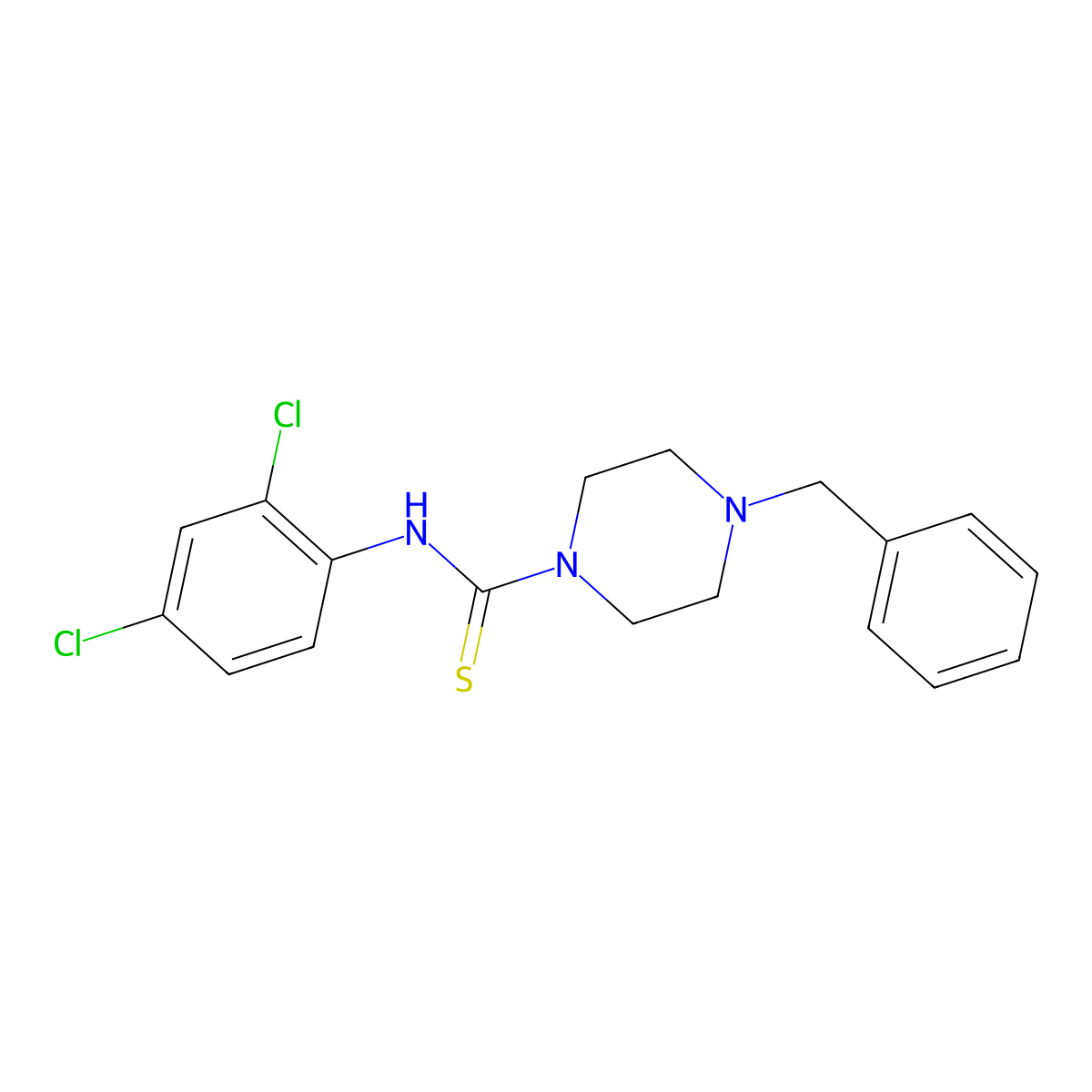 4-benzyl-N-(2,4-dichlorophenyl)piperazine-1-carbothioamide molecular structure, CAS 401586-36-5
