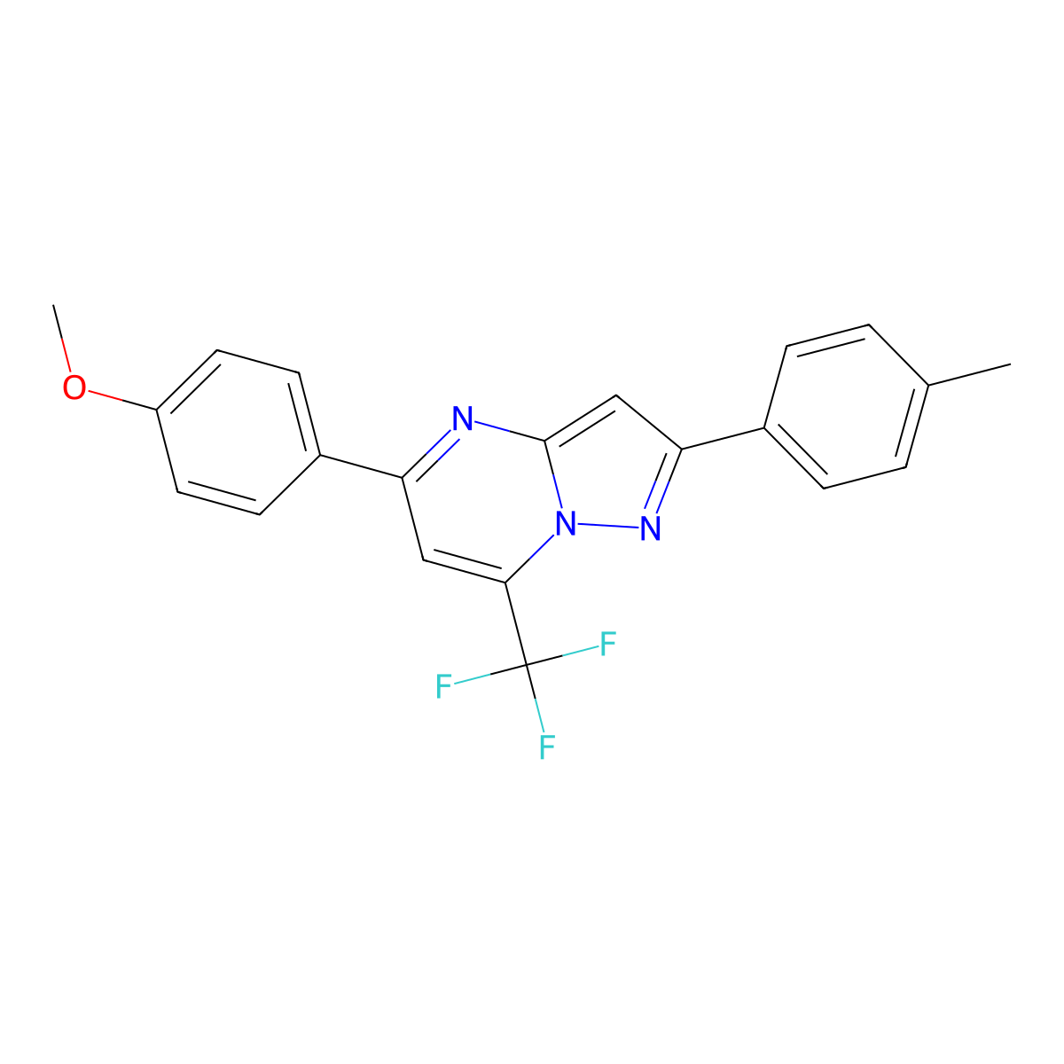 5-(4-Methoxyphenyl)-2-(4-methylphenyl)-7-(trifluoromethyl)pyrazolo[1,5-a]pyrimidine molecular structure, CAS 401588-47-4