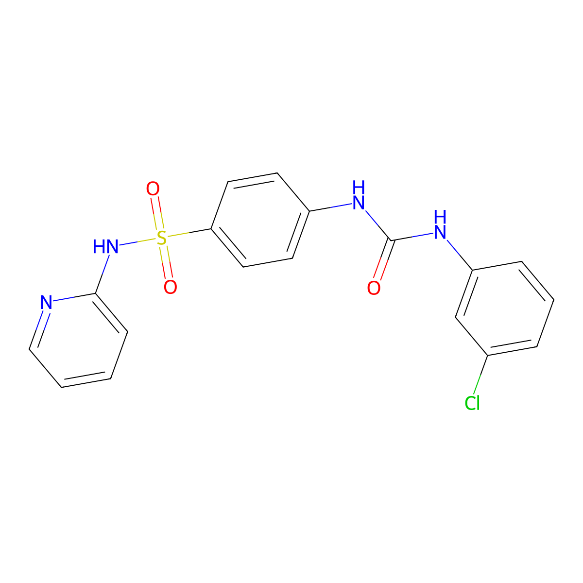 4-{[(3-chlorophenyl)carbamoyl]amino}-N-(pyridin-2-yl)benzenesulfonamide molecular structure, CAS 401589-15-9