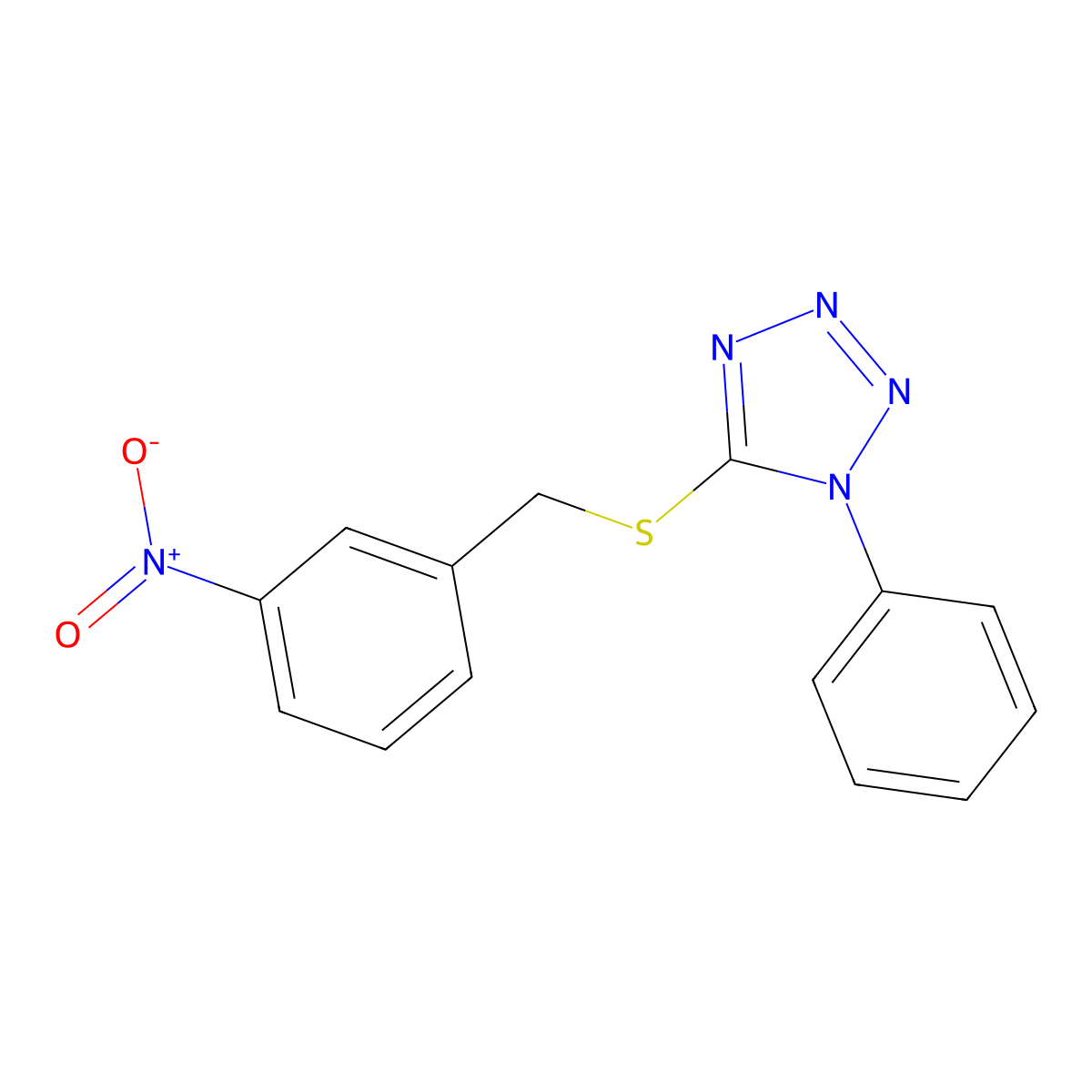 5-[(3-Nitrophenyl)methylsulfanyl]-1-phenyltetrazole molecular structure, CAS 401589-65-9