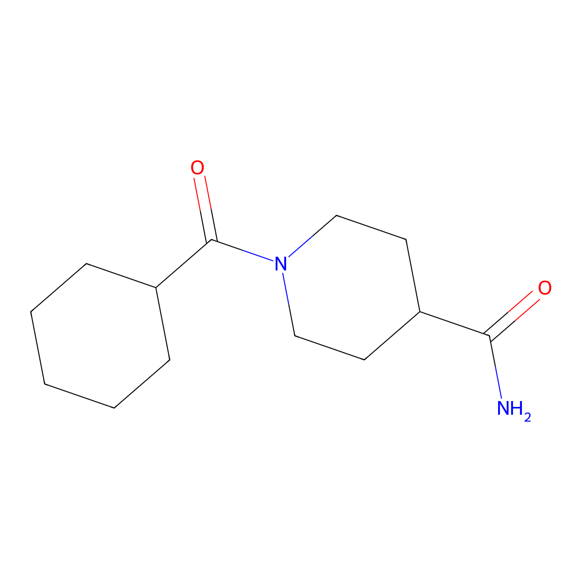 1-Cyclohexanecarbonylpiperidine-4-carboxamide molecular structure, CAS 401589-79-5