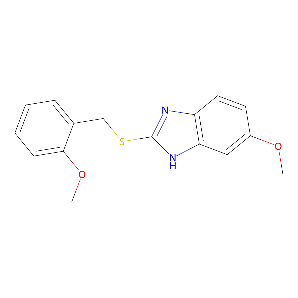 5-methoxy-2-((2-methoxybenzyl)thio)-1H-benzo[d]imidazole molecular structure, CAS 401595-06-0