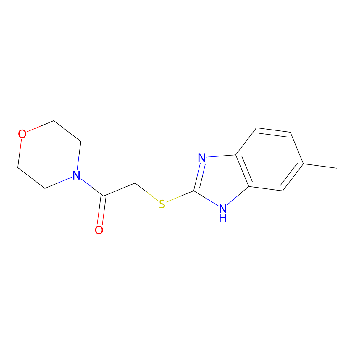 2-((5-Methyl-1H-benzo[d]imidazol-2-yl)thio)-1-morpholinoethanone molecular structure, CAS 401595-20-8