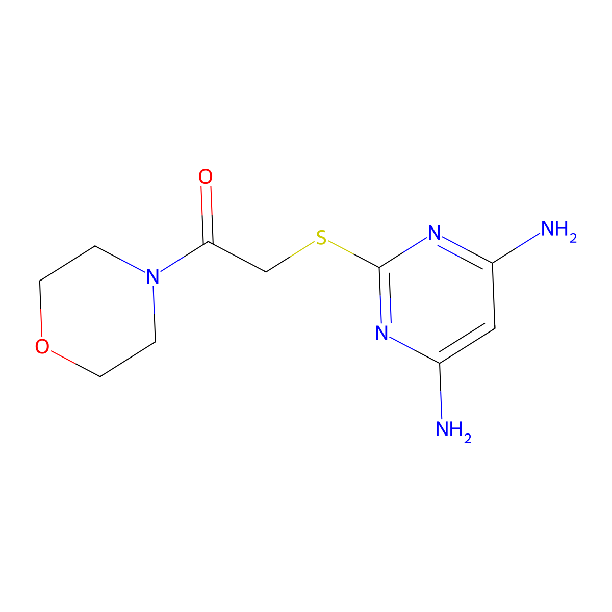 2-(4,6-Diaminopyrimidin-2-yl)sulfanyl-1-morpholin-4-ylethanone molecular structure, CAS 401595-22-0