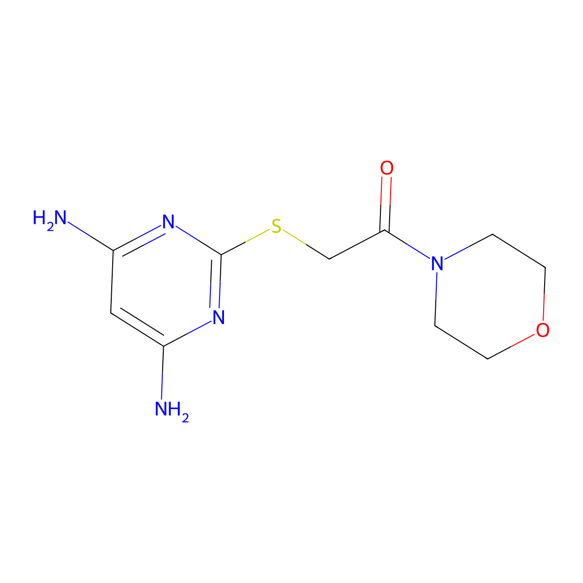 2-(4,6-Diaminopyrimidin-2-yl)sulfanyl-1-morpholin-4-ylethanone molecular structure, CAS 401595-22-0