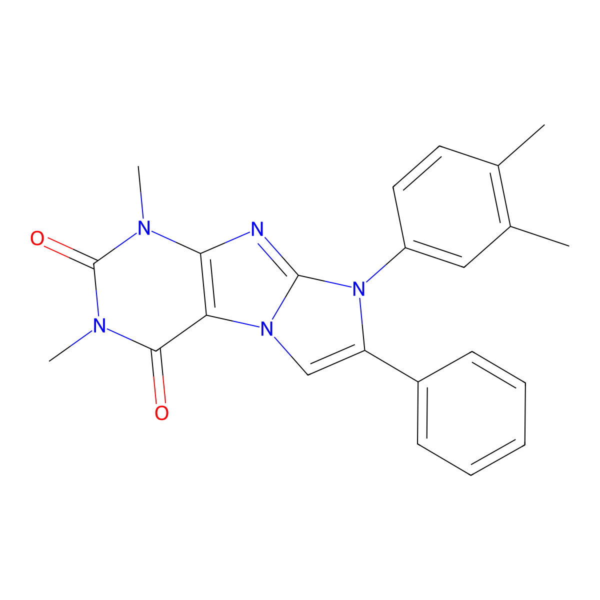 6-(3,4-Dimethylphenyl)-2,4-dimethyl-7-phenylpurino[7,8-a]imidazole-1,3-dione molecular structure, CAS 401595-95-7
