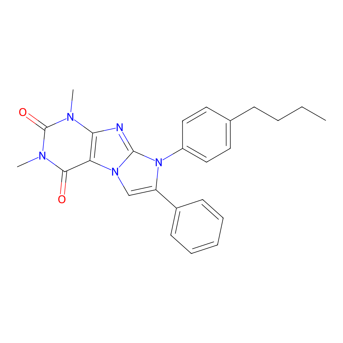 6-(4-Butylphenyl)-2,4-dimethyl-7-phenylpurino[7,8-a]imidazole-1,3-dione molecular structure, CAS 401596-18-7