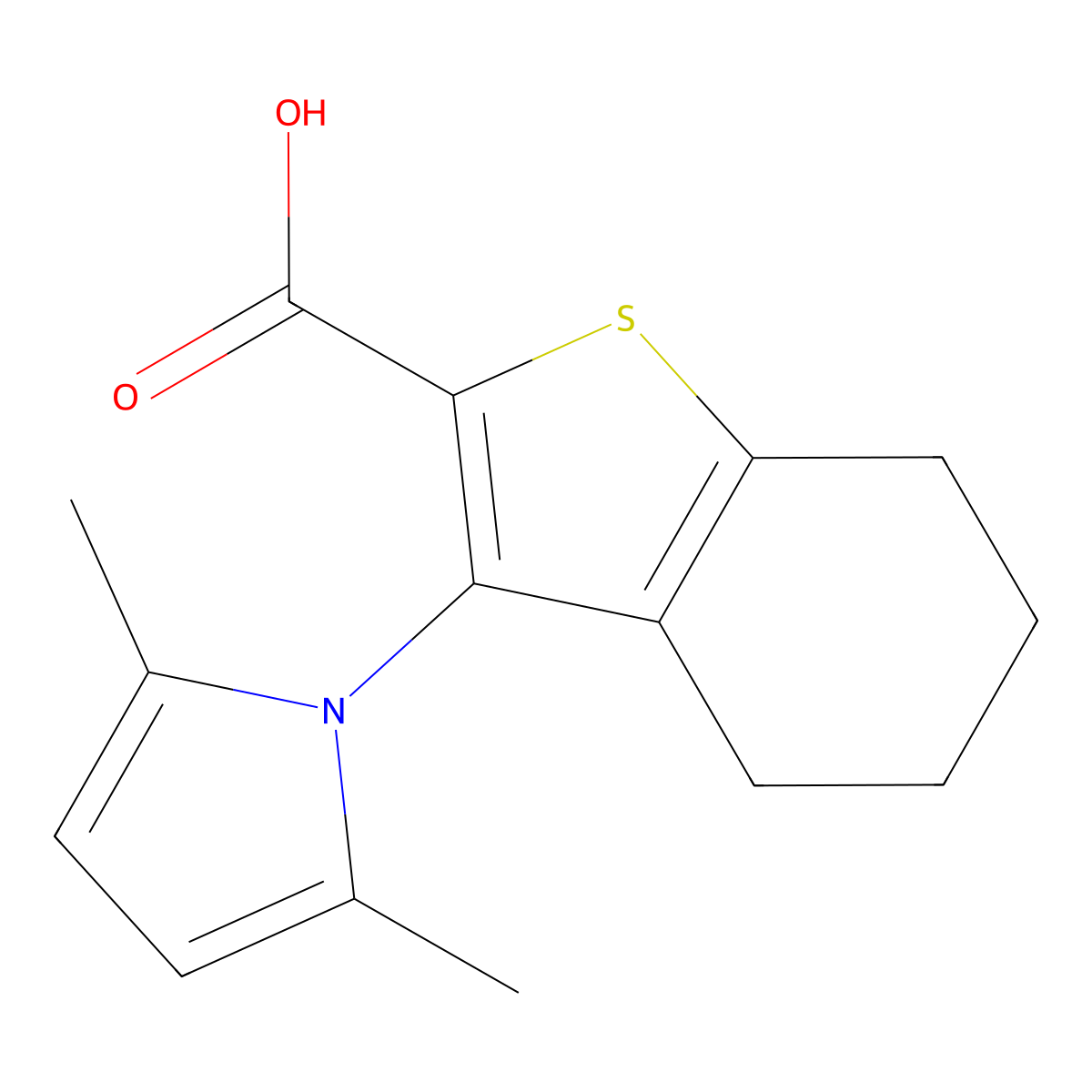 3-(2,5-dimethyl-1H-pyrrol-1-yl)-4,5,6,7-tetrahydro-1-benzothiophene-2-carboxylic acid molecular structure, CAS 401596-74-5