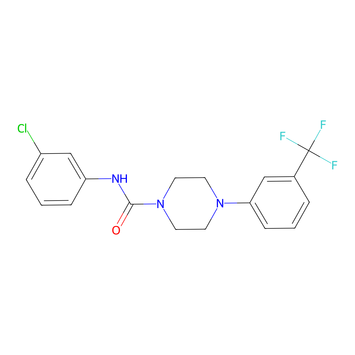 N-(3-chlorophenyl)-4-[3-(trifluoromethyl)phenyl]piperazine-1-carboxamide molecular structure, CAS 401597-27-1