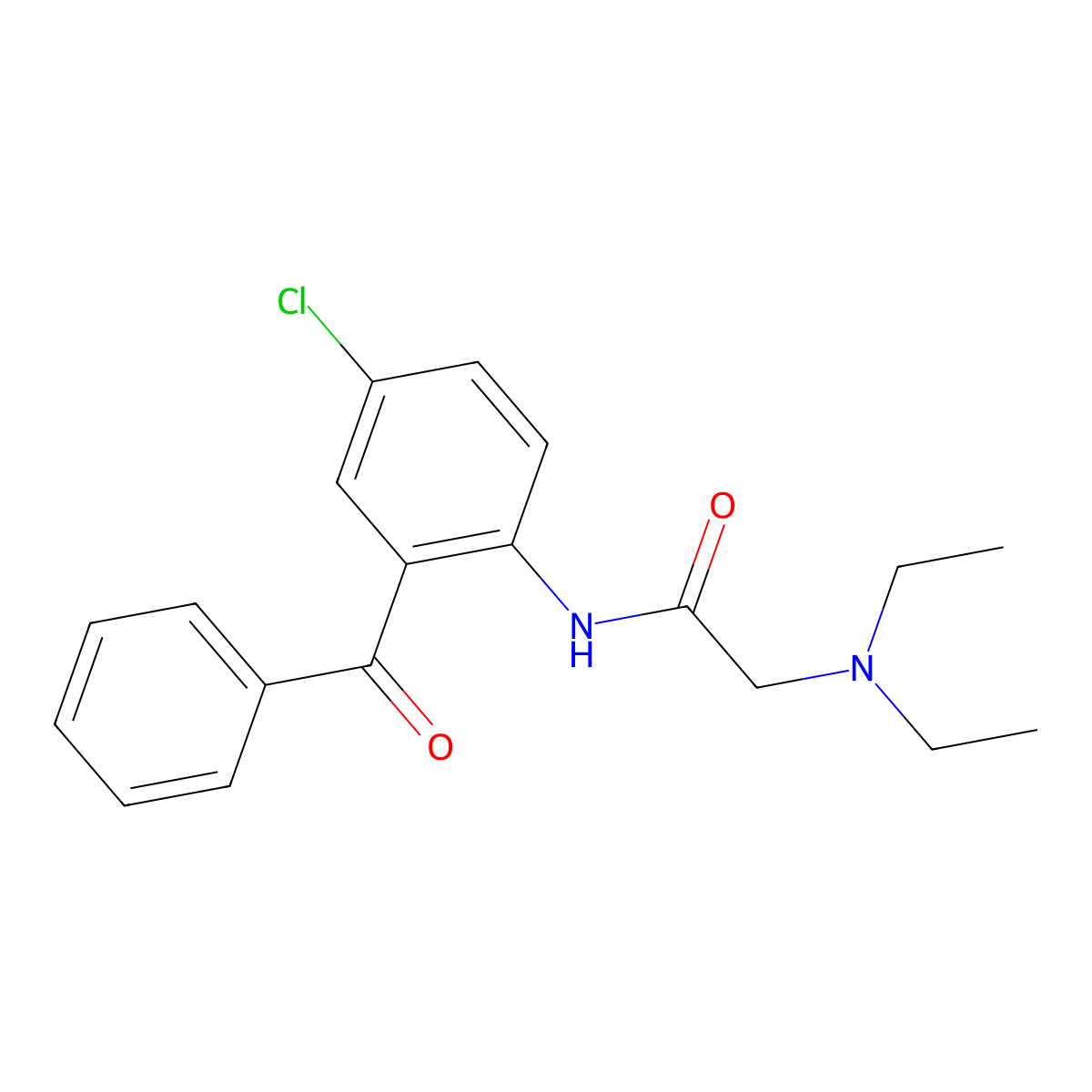 Acetamide, N-(2-benzoyl-4-chlorophenyl)-2-(diethylamino)- molecular structure, CAS 4016-86-8