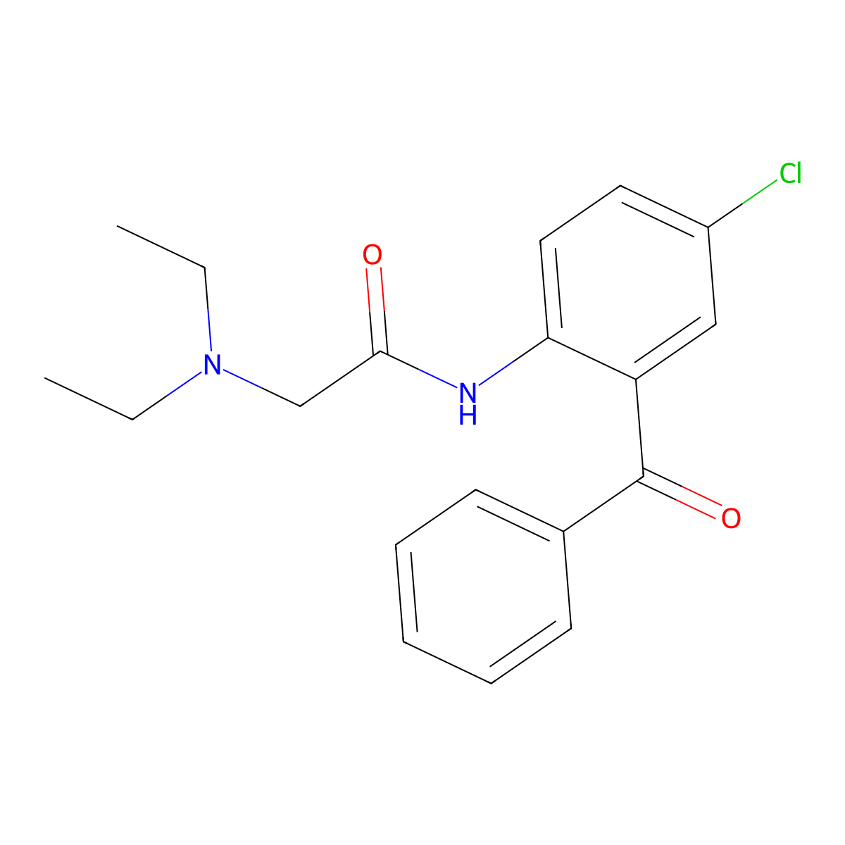 Acetamide, N-(2-benzoyl-4-chlorophenyl)-2-(diethylamino)- molecular structure, CAS 4016-86-8