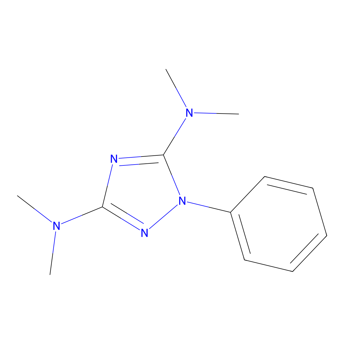 N~3~,N~3~,N~5~,N~5~-tetramethyl-1-phenyl-1H-1,2,4-triazole-3,5-diamine molecular structure, CAS 40160-05-2