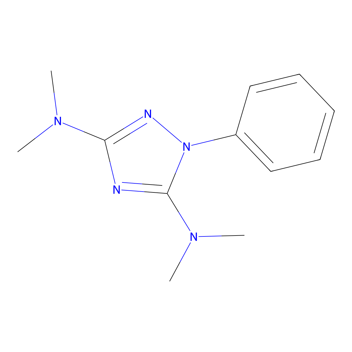 N~3~,N~3~,N~5~,N~5~-tetramethyl-1-phenyl-1H-1,2,4-triazole-3,5-diamine molecular structure, CAS 40160-05-2