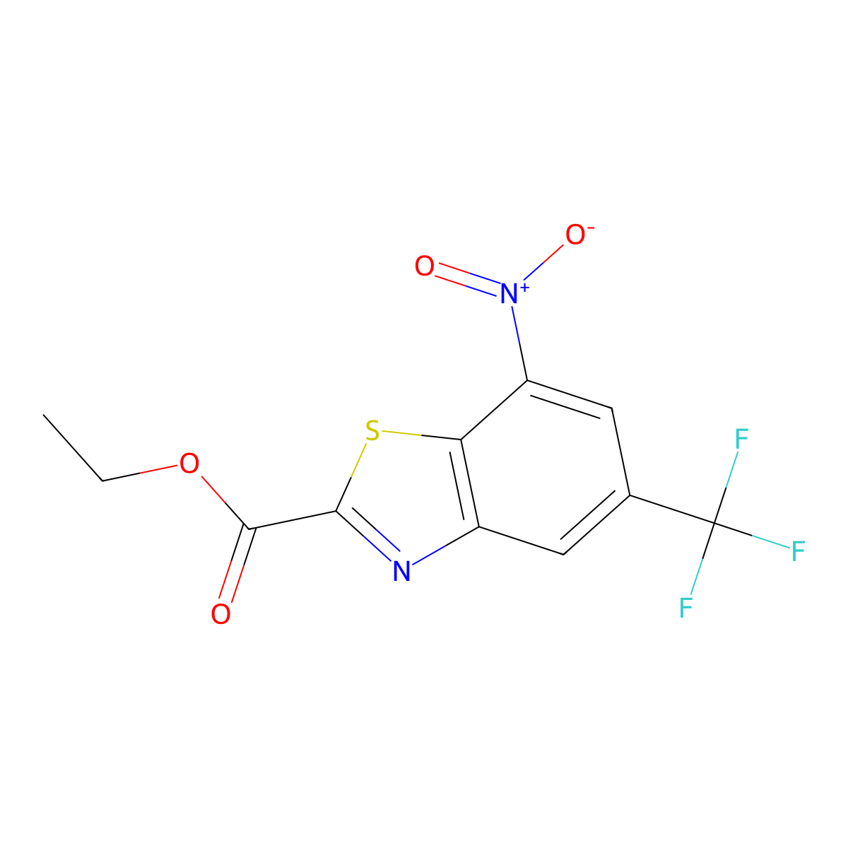 2-Benzothiazolecarboxylic acid, 7-nitro-5-(trifluoromethyl)-, ethyl ester molecular structure, CAS 40160-42-7
