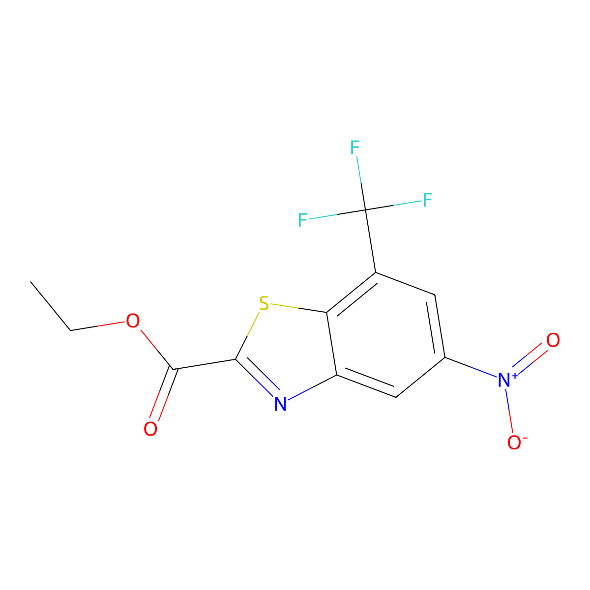 2-Benzothiazolecarboxylic acid, 5-nitro-7-(trifluoromethyl)-, ethyl ester molecular structure, CAS 40160-45-0