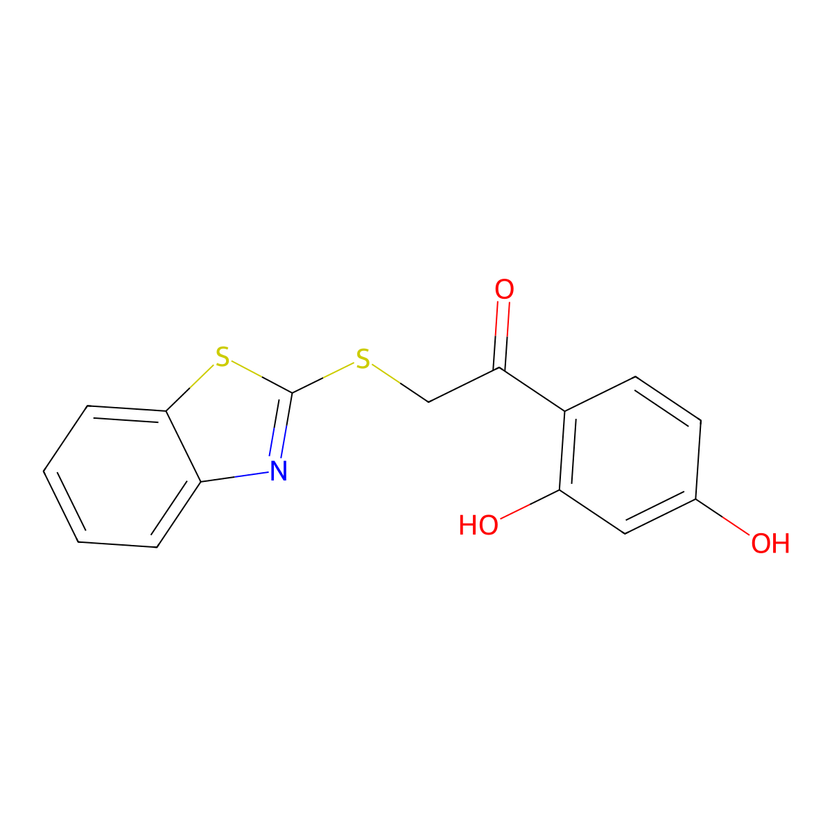 2-(1,3-Benzothiazol-2-ylsulfanyl)-1-(2,4-dihydroxyphenyl)ethanone molecular structure, CAS 401602-69-5