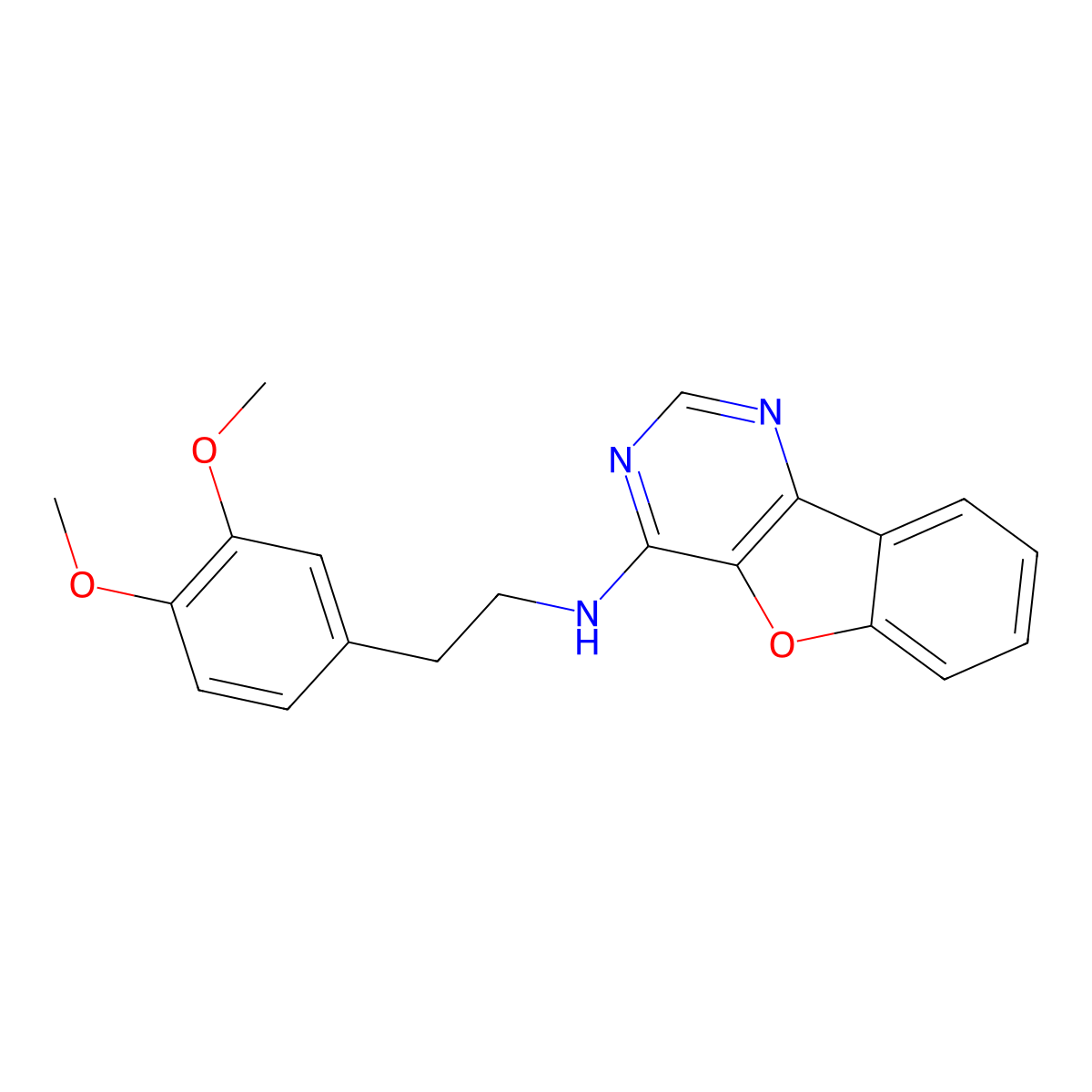 N-[2-(3,4-Dimethoxyphenyl)ethyl]benzofuro[3,2-d]pyrimidin-4-amine molecular structure, CAS 401603-21-2