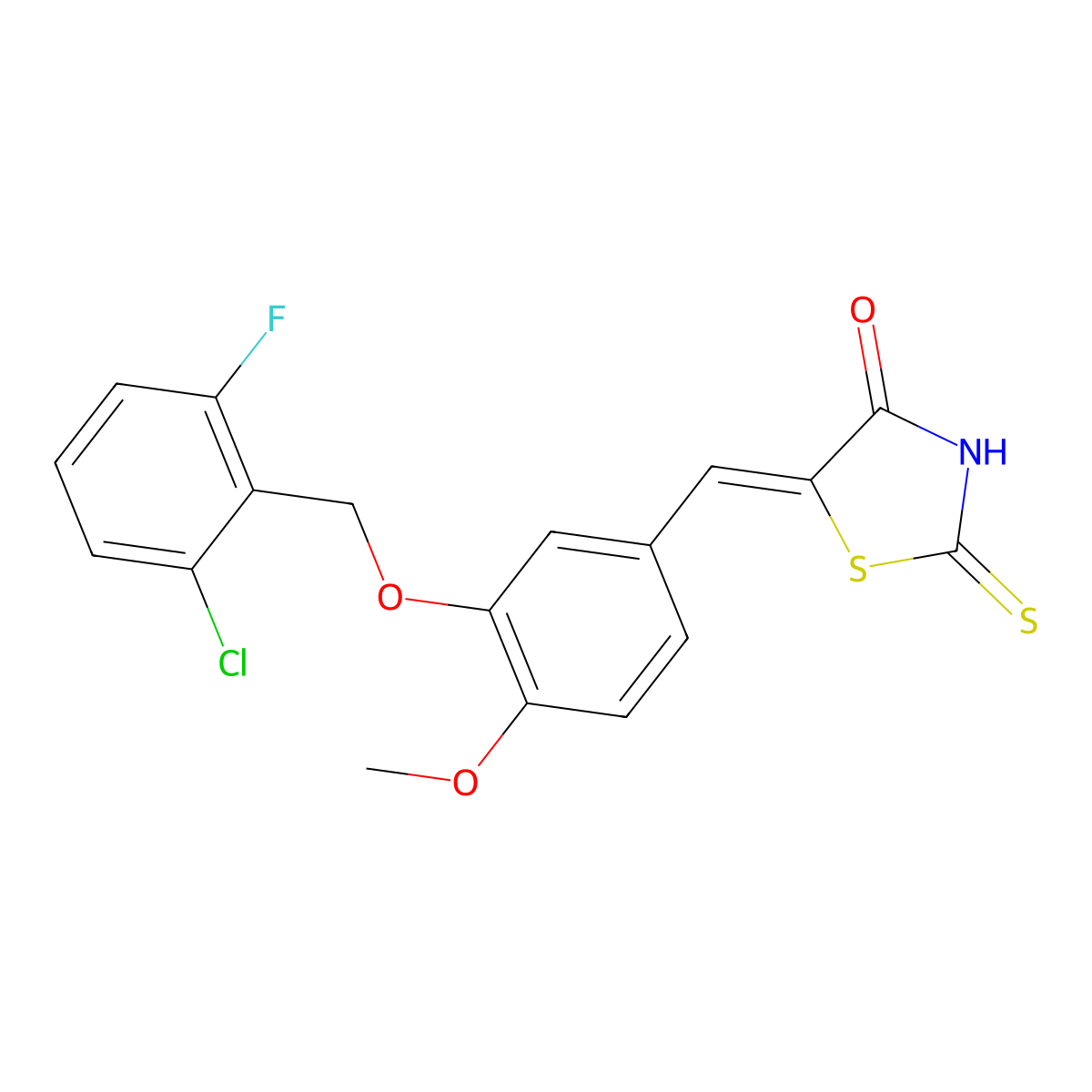 5-[[3-[(2-Chloro-6-fluorophenyl)methoxy]-4-methoxyphenyl]methylene]-2-thioxo-4-thiazolidinone molecular structure, CAS 401604-08-8