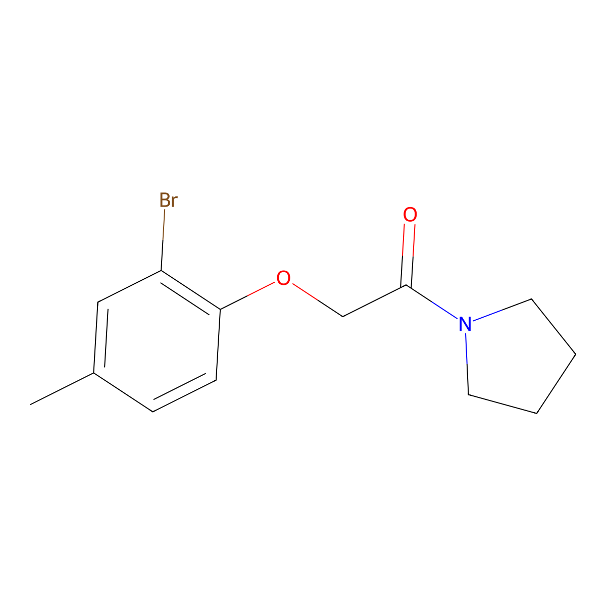 2-(2-Bromo-4-methylphenoxy)-1-(pyrrolidin-1-yl)ethanone molecular structure, CAS 401605-04-7