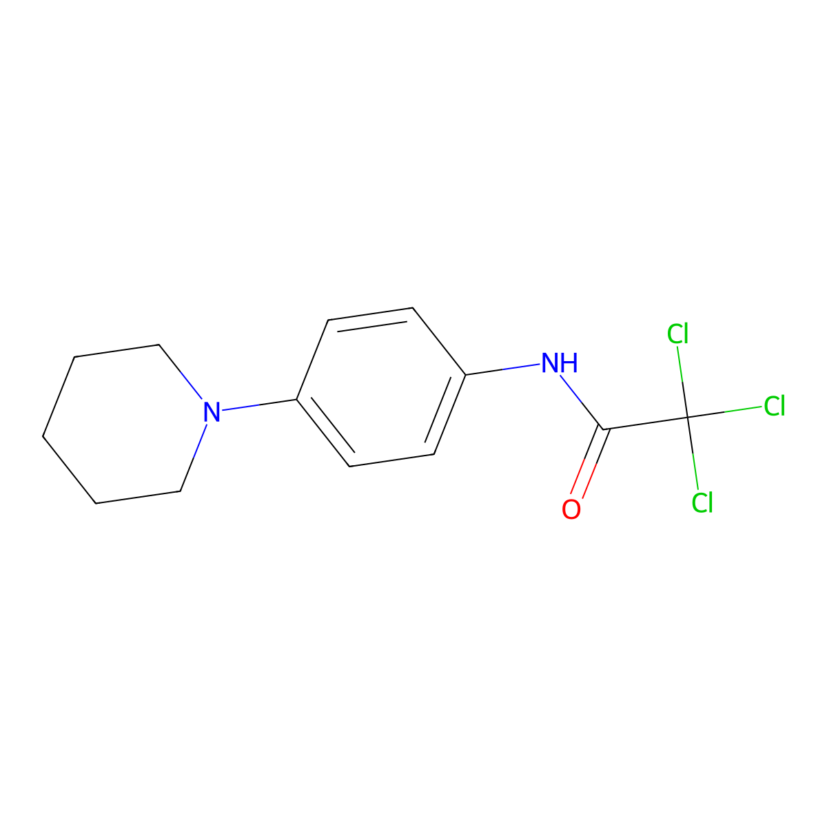 2,2,2-trichloro-N-(4-piperidinophenyl)acetamide molecular structure, CAS 401605-29-6
