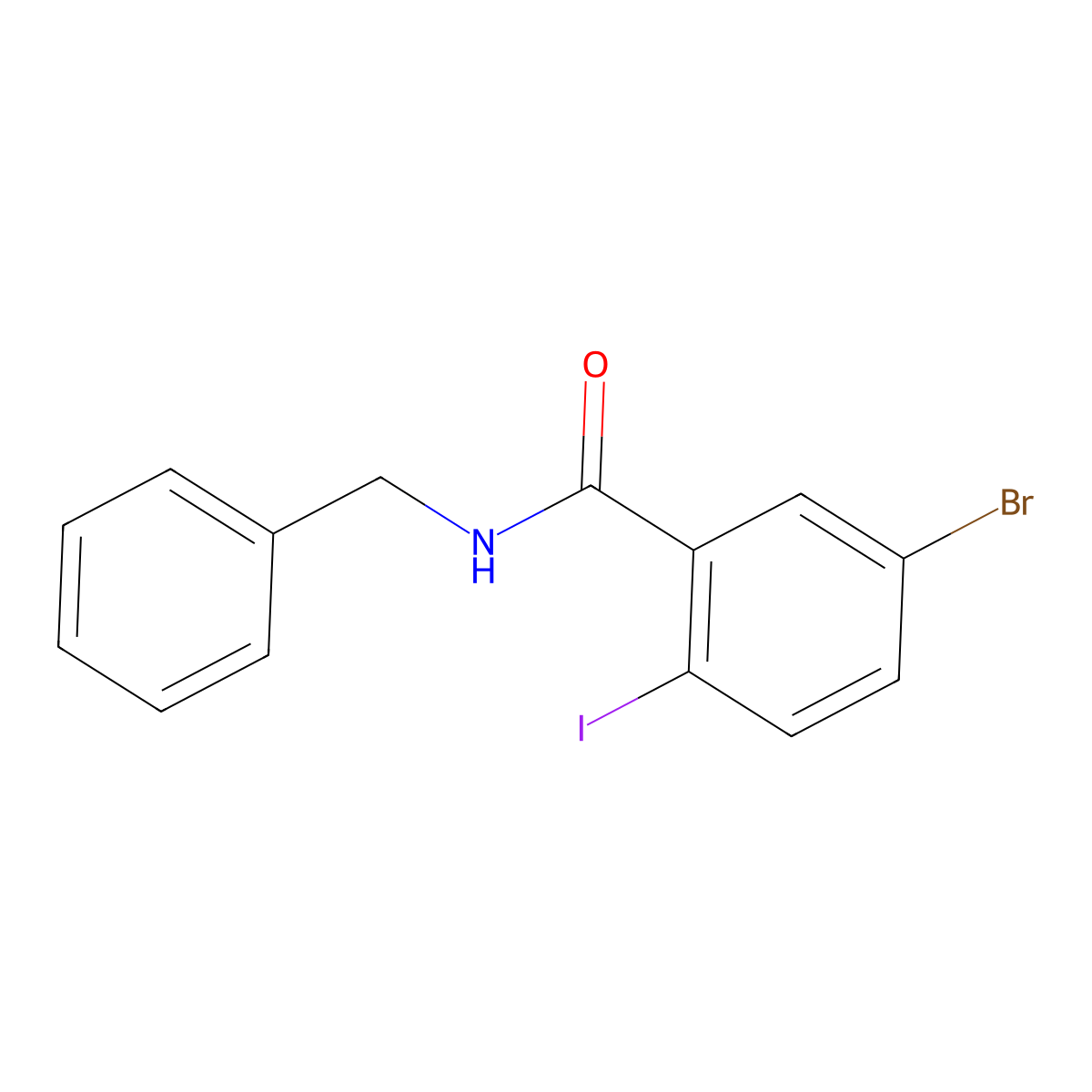 N-benzyl-5-bromo-2-iodobenzamide molecular structure, CAS 401605-31-0