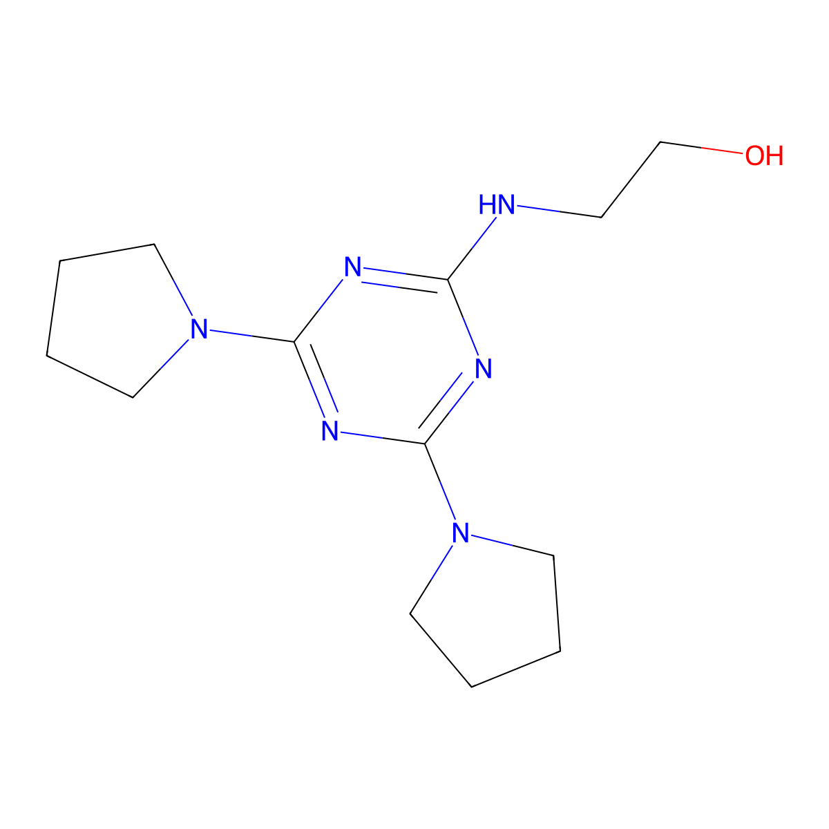 2-[(4,6-Dipyrrolidin-1-yl-1,3,5-triazin-2-yl)amino]ethanol molecular structure, CAS 401605-51-4