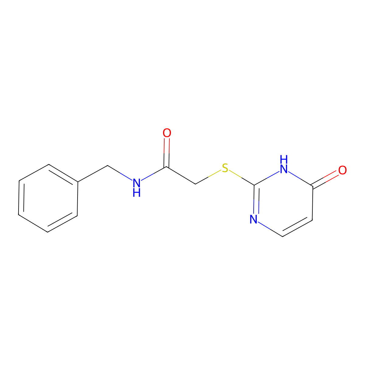 N-benzyl-2-[(4-hydroxypyrimidin-2-yl)sulfanyl]acetamide molecular structure, CAS 401605-78-5