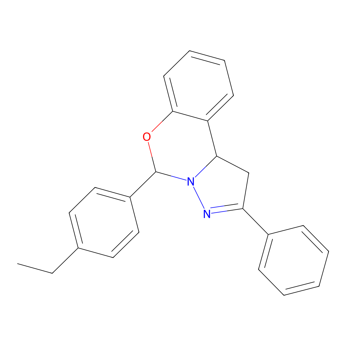 5-(4-Ethylphenyl)-2-phenyl-1,10b-dihydropyrazolo[1,5-c][1,3]benzoxazine molecular structure, CAS 401607-86-1