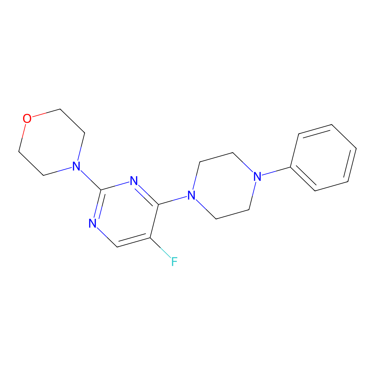 4-[5-Fluoro-4-(4-phenylpiperazin-1-yl)pyrimidin-2-yl]morpholine molecular structure, CAS 401607-98-5
