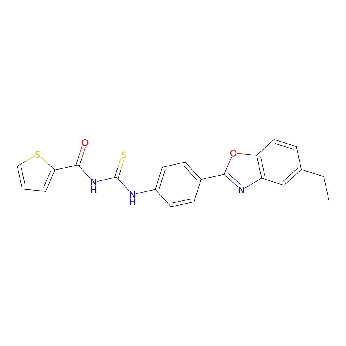 N-[[4-(5-ethyl-1,3-benzoxazol-2-yl)phenyl]carbamothioyl]thiophene-2-carboxamide molecular structure, CAS 401610-95-5