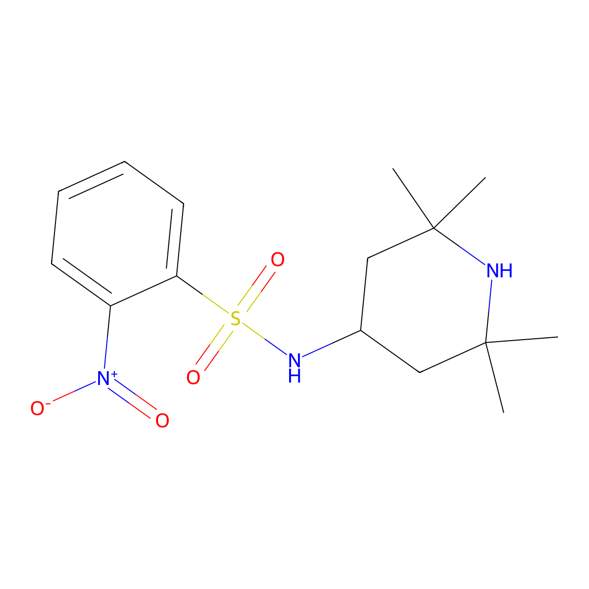 2-nitro-N-(2,2,6,6-tetramethylpiperidin-4-yl)benzenesulfonamide molecular structure, CAS 401611-24-3