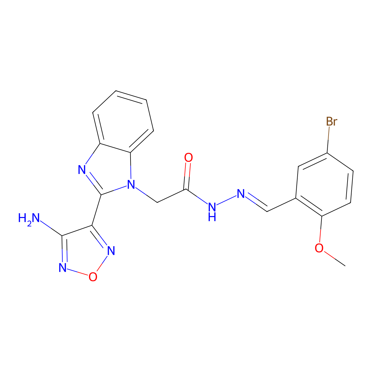 2-(4-Amino-1,2,5-oxadiazol-3-yl)-1H-benzimidazole-1-acetic acid 2-[(5-bromo-2-methoxyphenyl)methylene]hydrazide molecular structure, CAS 401611-40-3