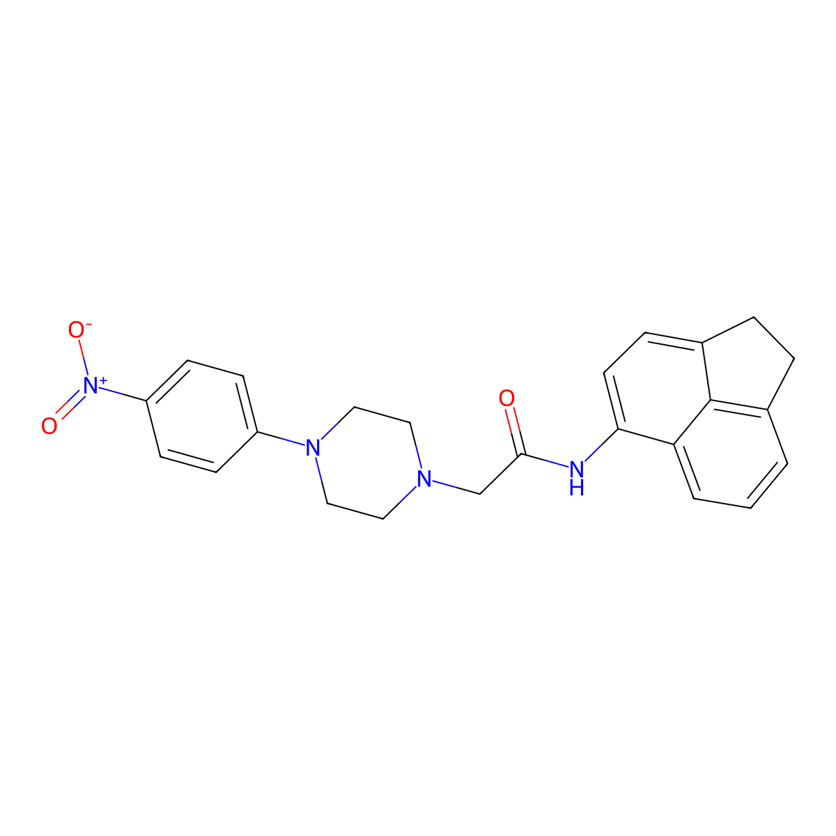 N-(1,2-dihydroacenaphthylen-5-yl)-2-[4-(4-nitrophenyl)piperazin-1-yl]acetamide molecular structure, CAS 401611-96-9