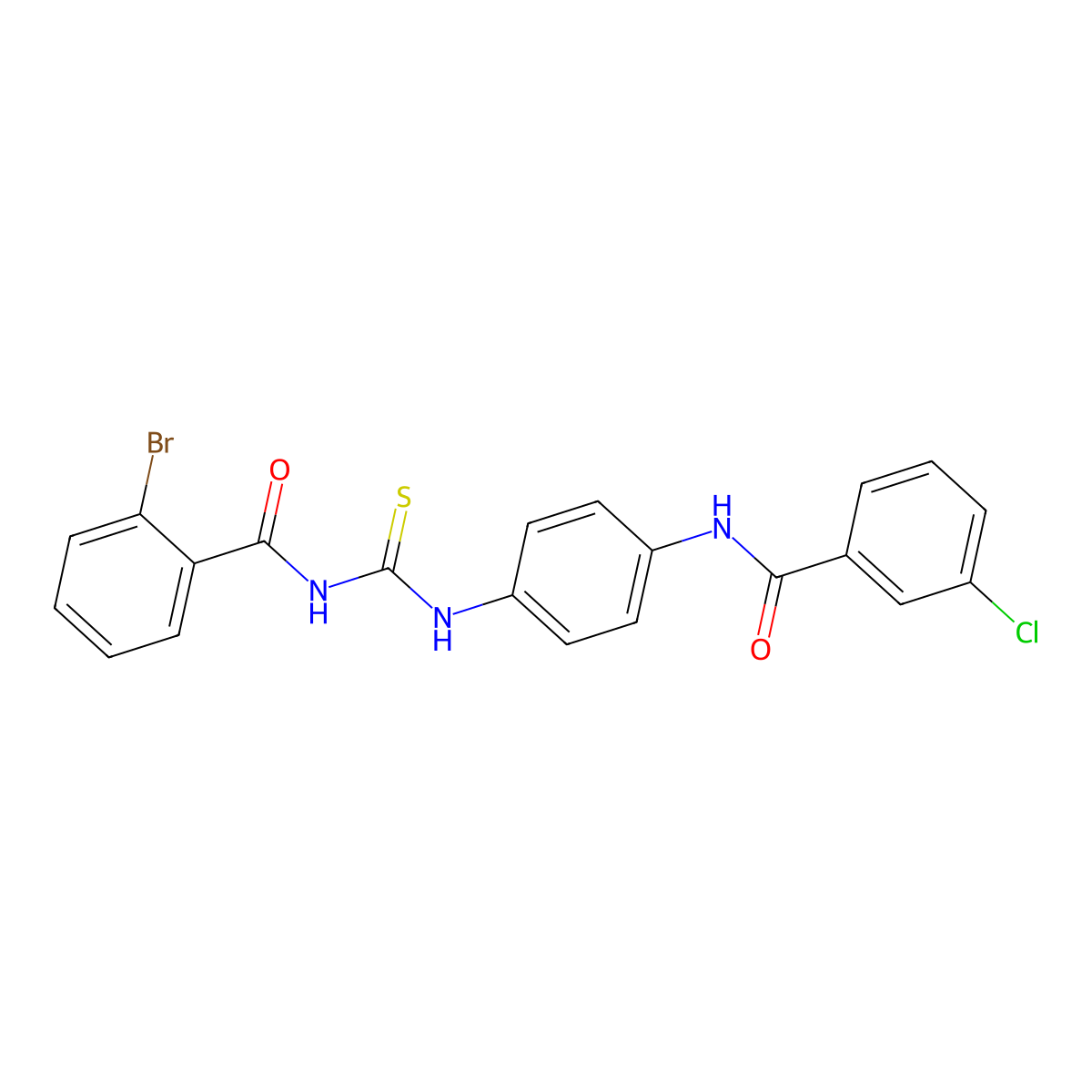 2-bromo-N-[[4-[(3-chlorobenzoyl)amino]phenyl]carbamothioyl]benzamide molecular structure, CAS 401612-41-7