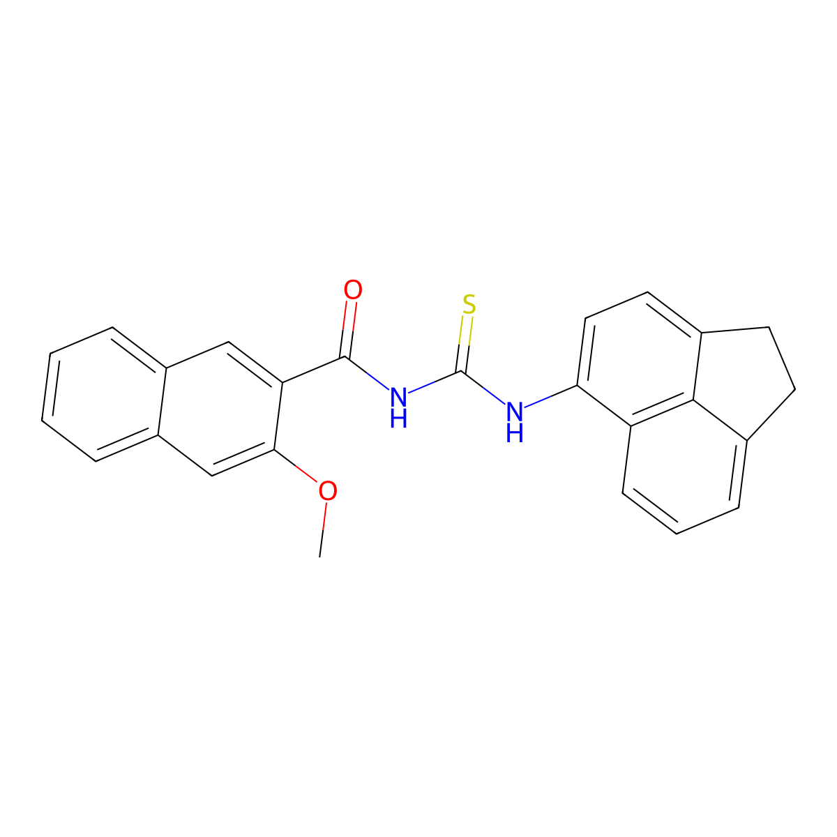 N-(1,2-dihydroacenaphthylen-5-ylcarbamothioyl)-3-methoxynaphthalene-2-carboxamide molecular structure, CAS 401612-54-2
