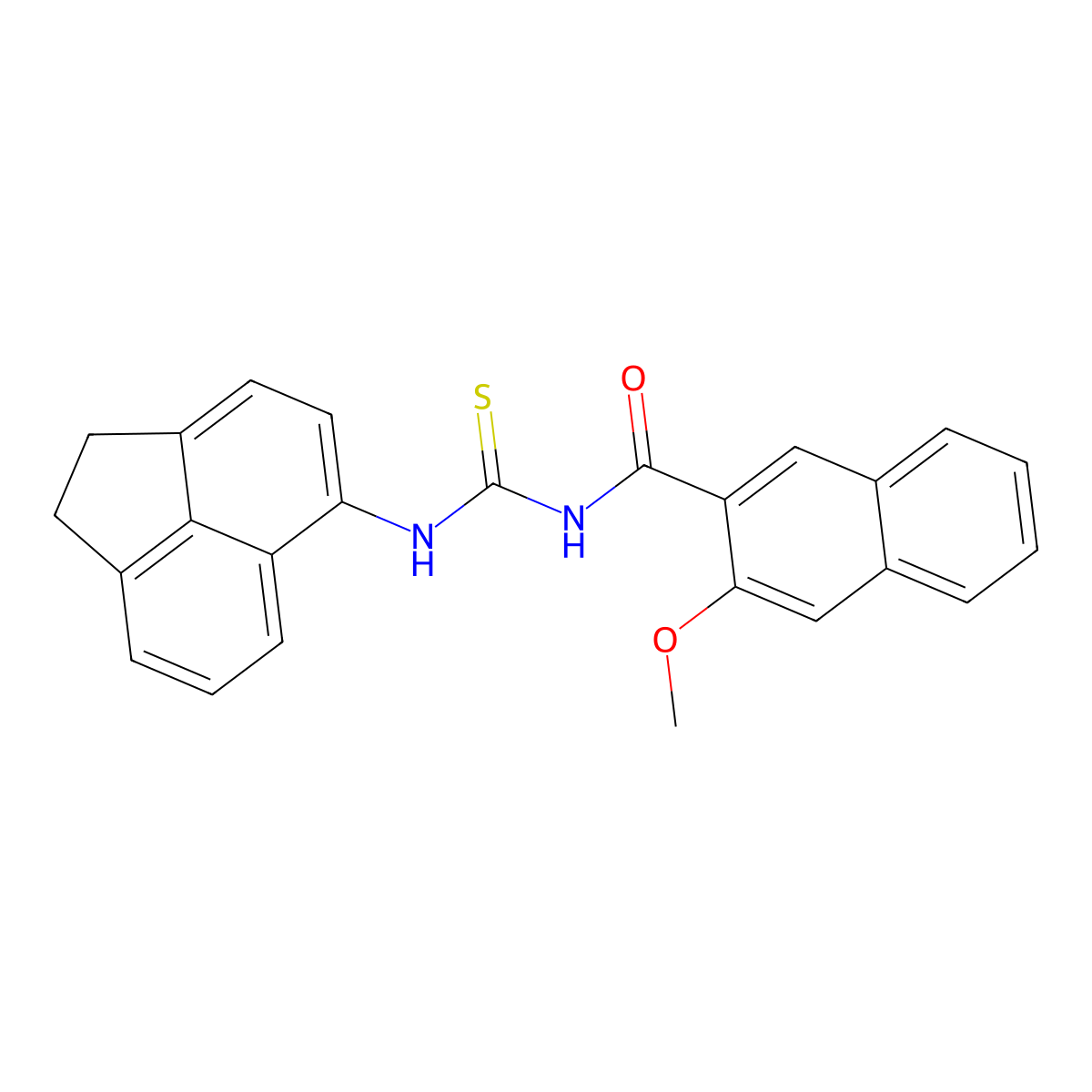 N-(1,2-dihydroacenaphthylen-5-ylcarbamothioyl)-3-methoxynaphthalene-2-carboxamide molecular structure, CAS 401612-54-2