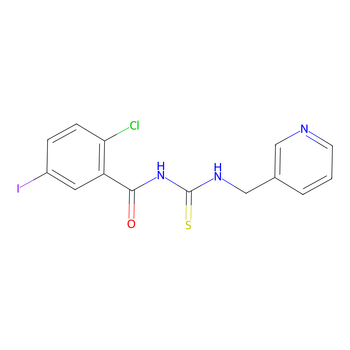 N-(2-chloro-5-iodobenzoyl)-N'-(3-pyridinylmethyl)thiourea molecular structure, CAS 401614-43-5