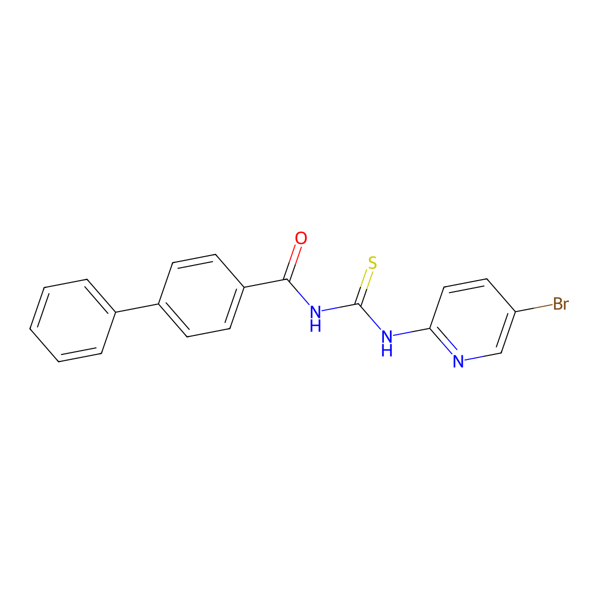 N-[(5-bromopyridin-2-yl)carbamothioyl]-4-phenylbenzamide molecular structure, CAS 401614-89-9