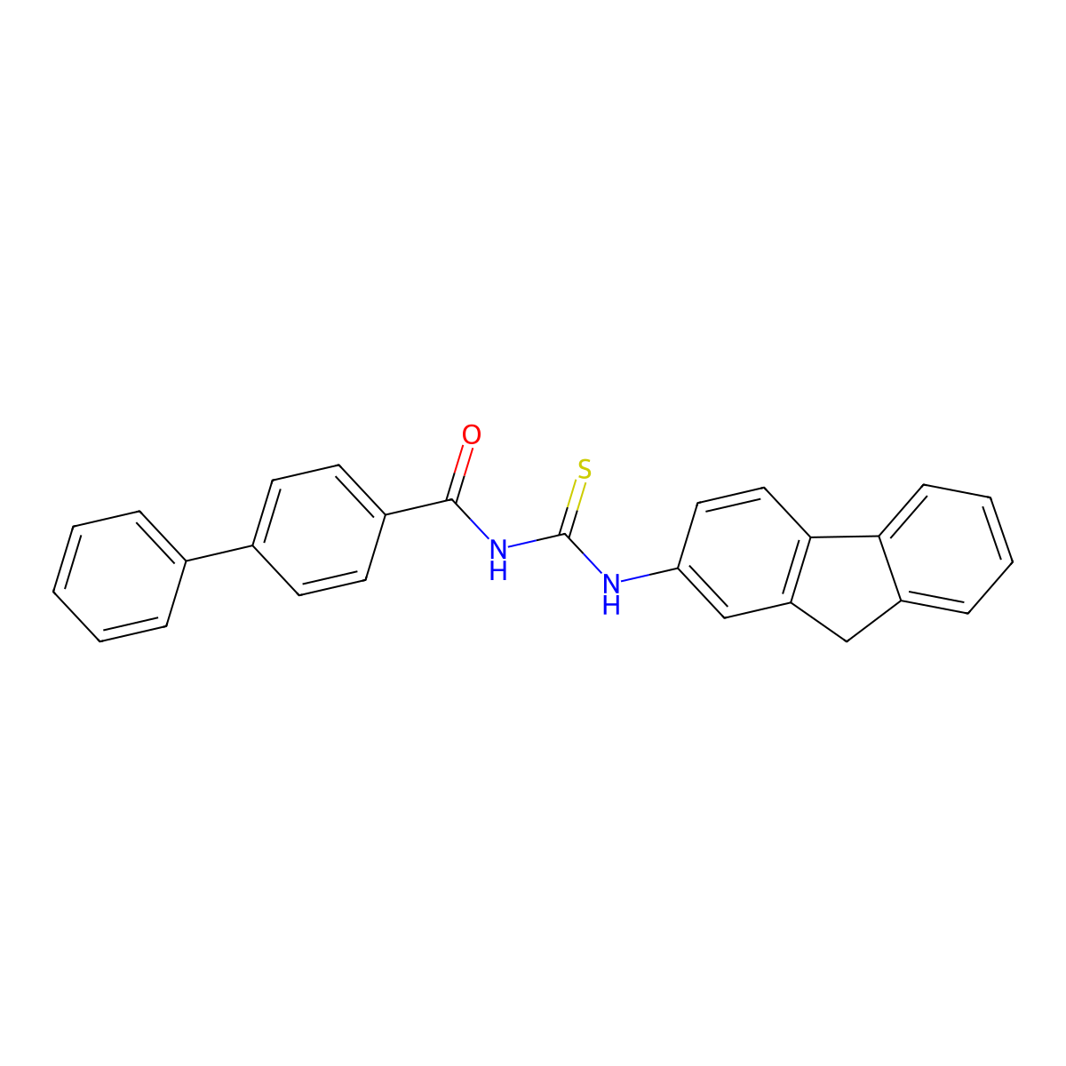 N-(9H-fluoren-2-ylcarbamothioyl)-4-phenylbenzamide molecular structure, CAS 401615-01-8