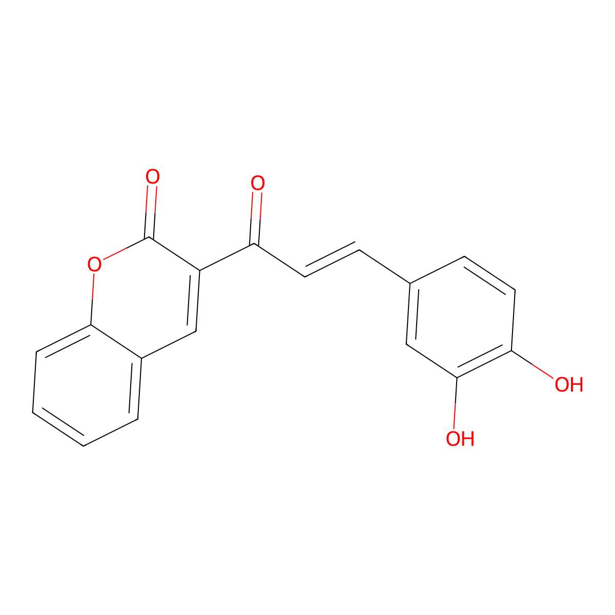 2H-1-Benzopyran-2-one, 3-[3-(3,4-dihydroxyphenyl)-1-oxo-2-propenyl]- molecular structure, CAS 401615-56-3