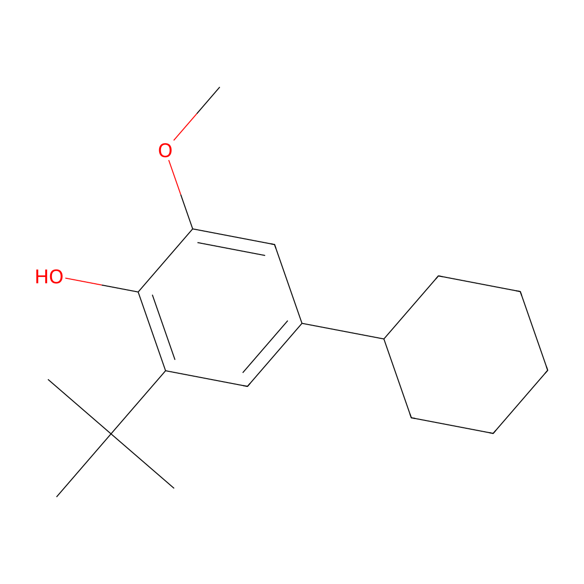 2-Tert-butyl-4-cyclohexyl-6-methoxyphenol molecular structure, CAS 401615-86-9