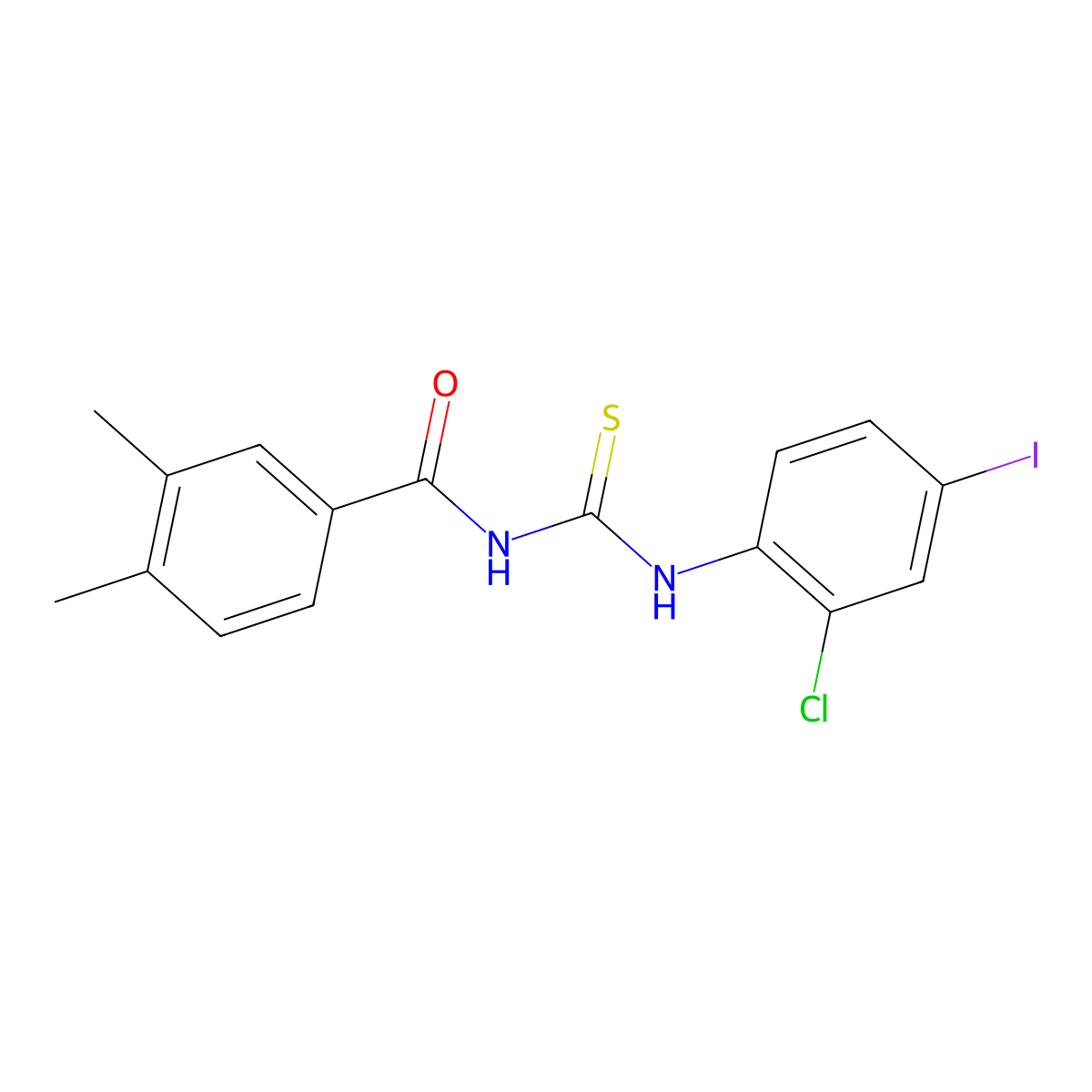 N-[(2-chloro-4-iodophenyl)carbamothioyl]-3,4-dimethylbenzamide molecular structure, CAS 401617-73-0
