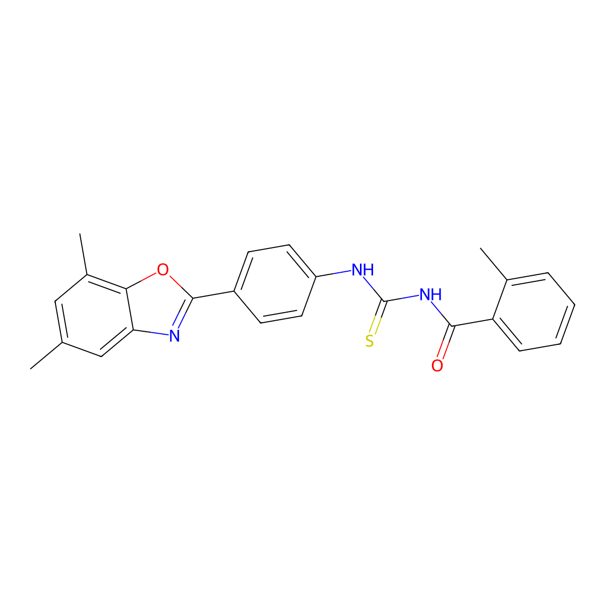 N-[[4-(5,7-dimethyl-1,3-benzoxazol-2-yl)phenyl]carbamothioyl]-2-methylbenzamide molecular structure, CAS 401617-90-1
