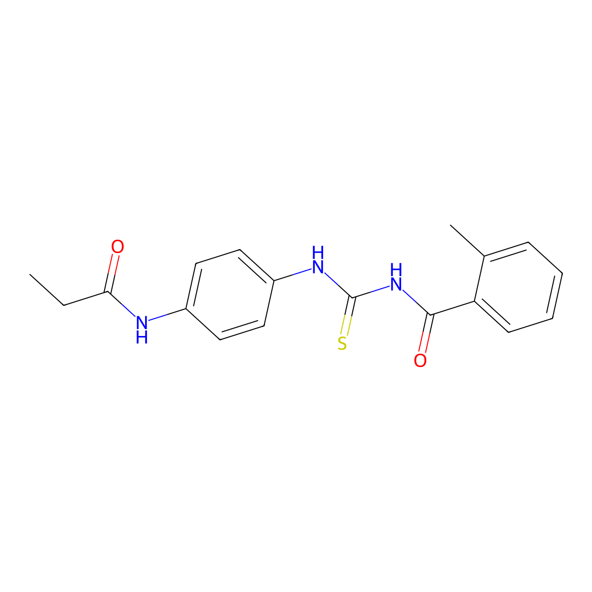 2-methyl-N-[[4-(propanoylamino)phenyl]carbamothioyl]benzamide molecular structure, CAS 401617-91-2