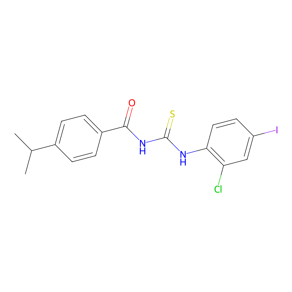 N-[(2-chloro-4-iodophenyl)carbamothioyl]-4-propan-2-ylbenzamide molecular structure, CAS 401619-09-8