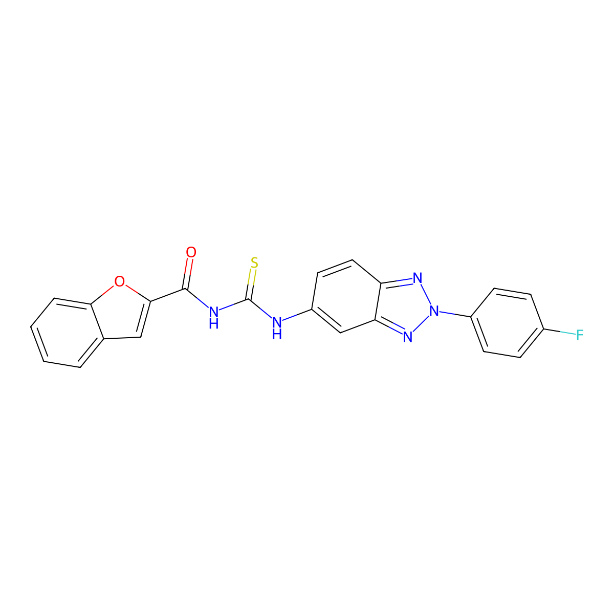 N-[[2-(4-fluorophenyl)benzotriazol-5-yl]carbamothioyl]-1-benzofuran-2-carboxamide molecular structure, CAS 401619-51-0
