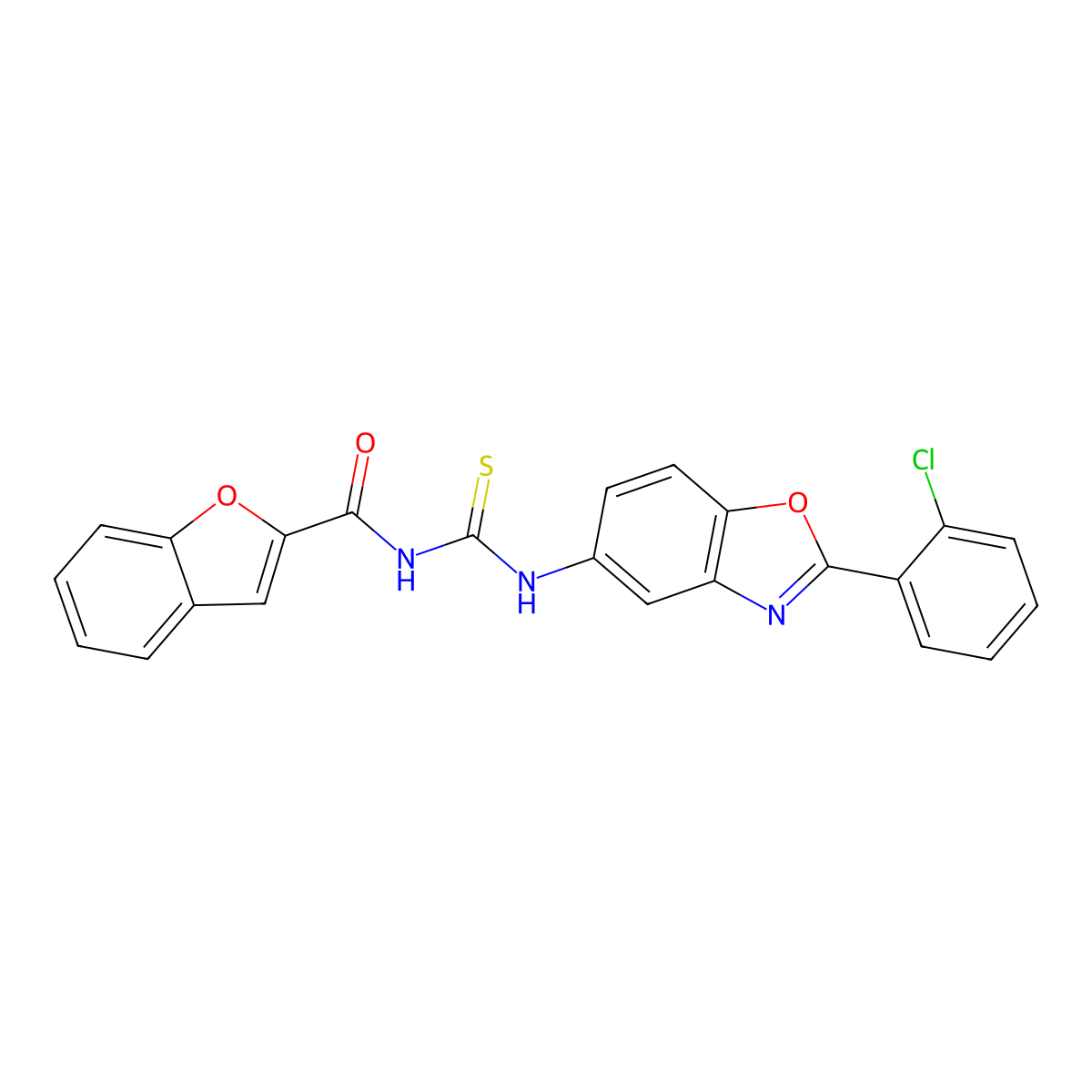 N-[[2-(2-chlorophenyl)-1,3-benzoxazol-5-yl]carbamothioyl]-1-benzofuran-2-carboxamide molecular structure, CAS 401619-66-7